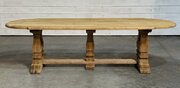 Large French Bleached Oak Farmhouse Dining Table 