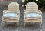 Pair French Bergere Arm Chairs