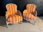 Pair French Bergere Arm Chairs