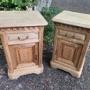Pair French Oak Bedside Cupboards 