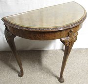Superb  Burr Walnut Half Moon Console Table