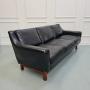 Handsome Retro Vintage Danish Black Sofa
