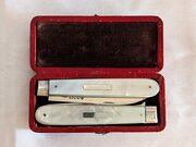 Early-19C Silver & MOP Fruit Knife And Fork, Boxed