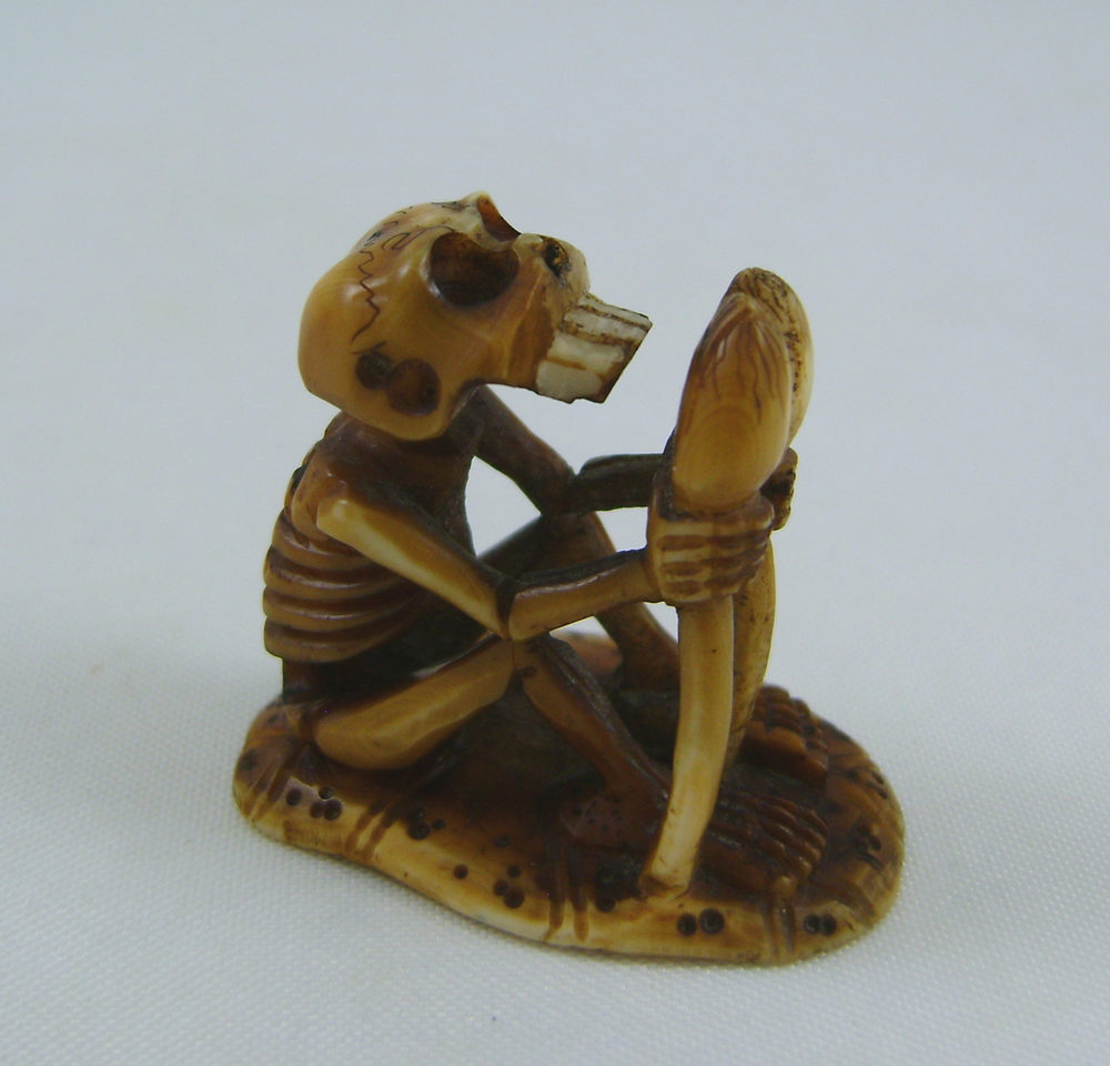 Antiques Atlas Carved Ivory Miniature Okimono Skeleton