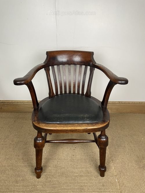 20C Oak Captains Chair With Original Faux Leather Antiques Atlas