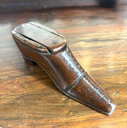 Georgian Pokerwork Treen Snuff Shoe