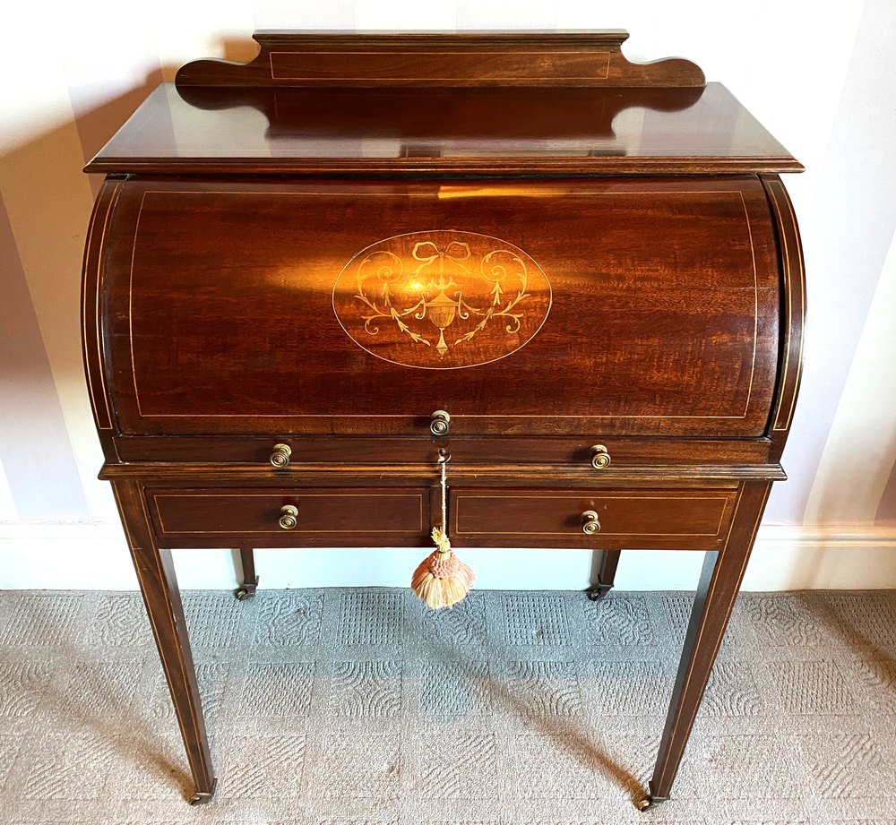 Roll Top Inlaid Writing Desk Antiques Atlas