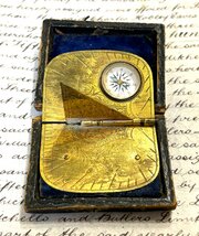 Victorian Folding Pocket Gilt Metal Sundial