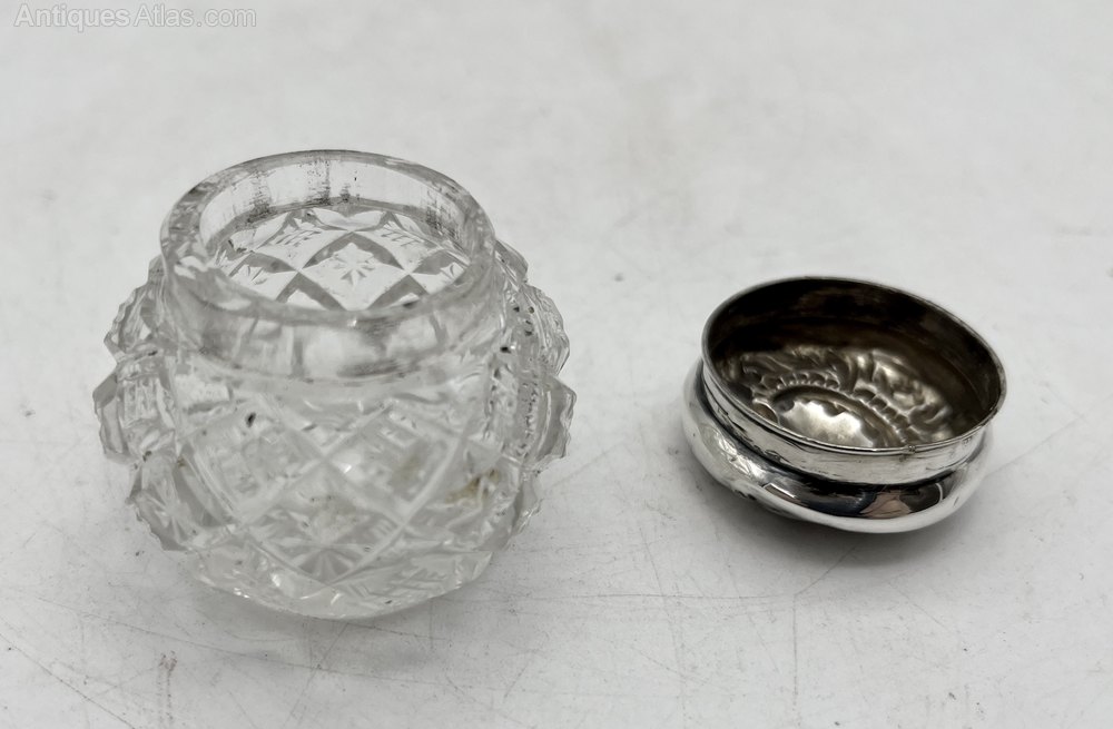 Antiques Atlas Antique Cut Glass Trinket Box Silver Lid Circa1900