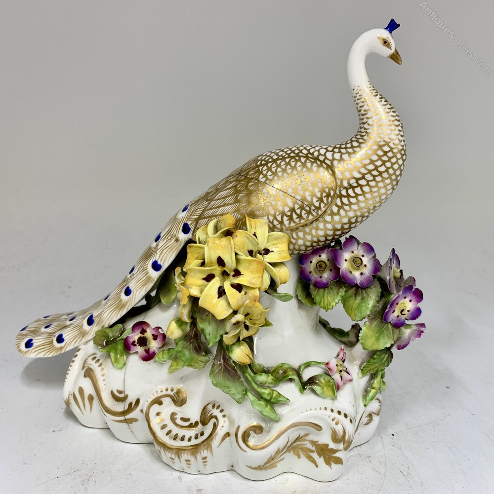 Antiques Atlas Antique Derby Porcelain Peacock Figurine Circa1865