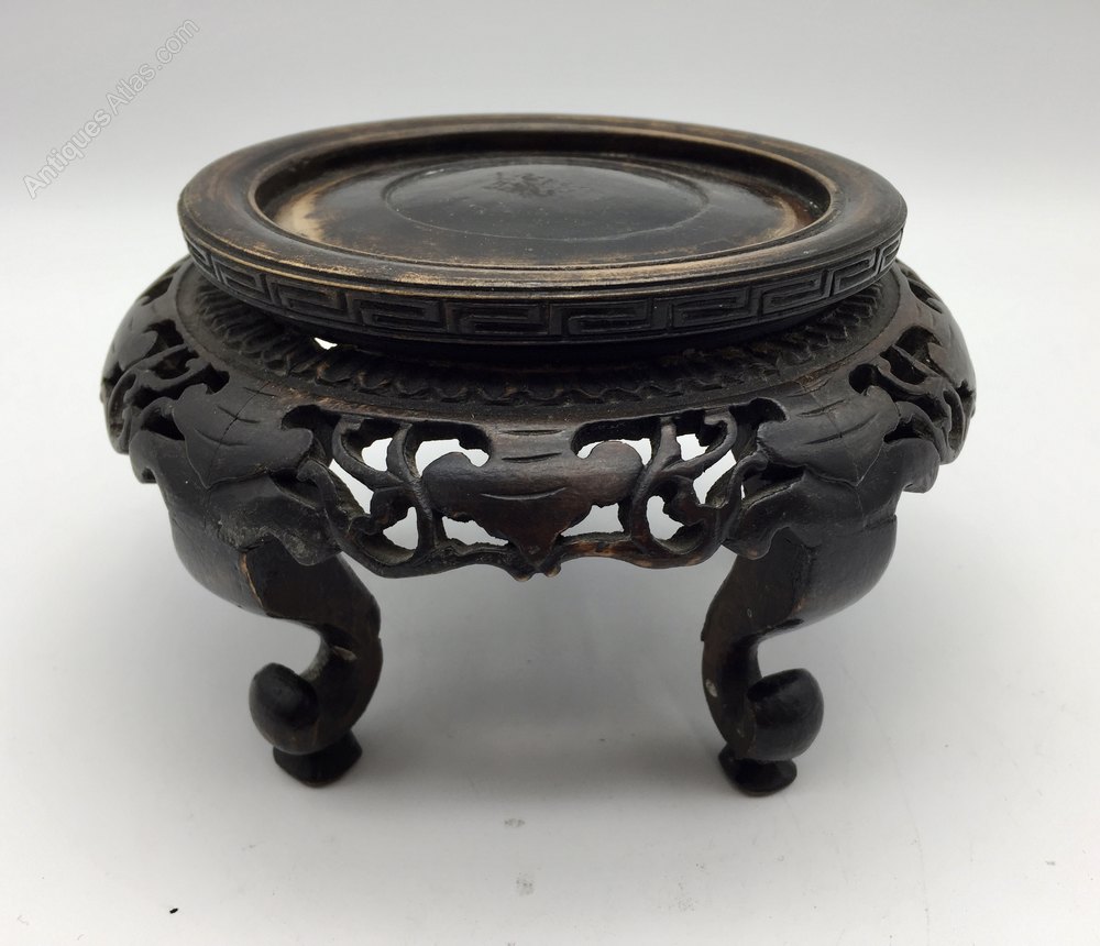 Antique Oriental Wood Vase Stand Circa 1910 - Antiques Atlas