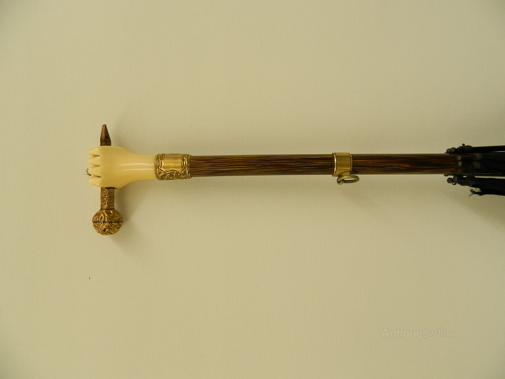 Antiques Atlas Antique Parasol Carved Ivory & Gilded Handle