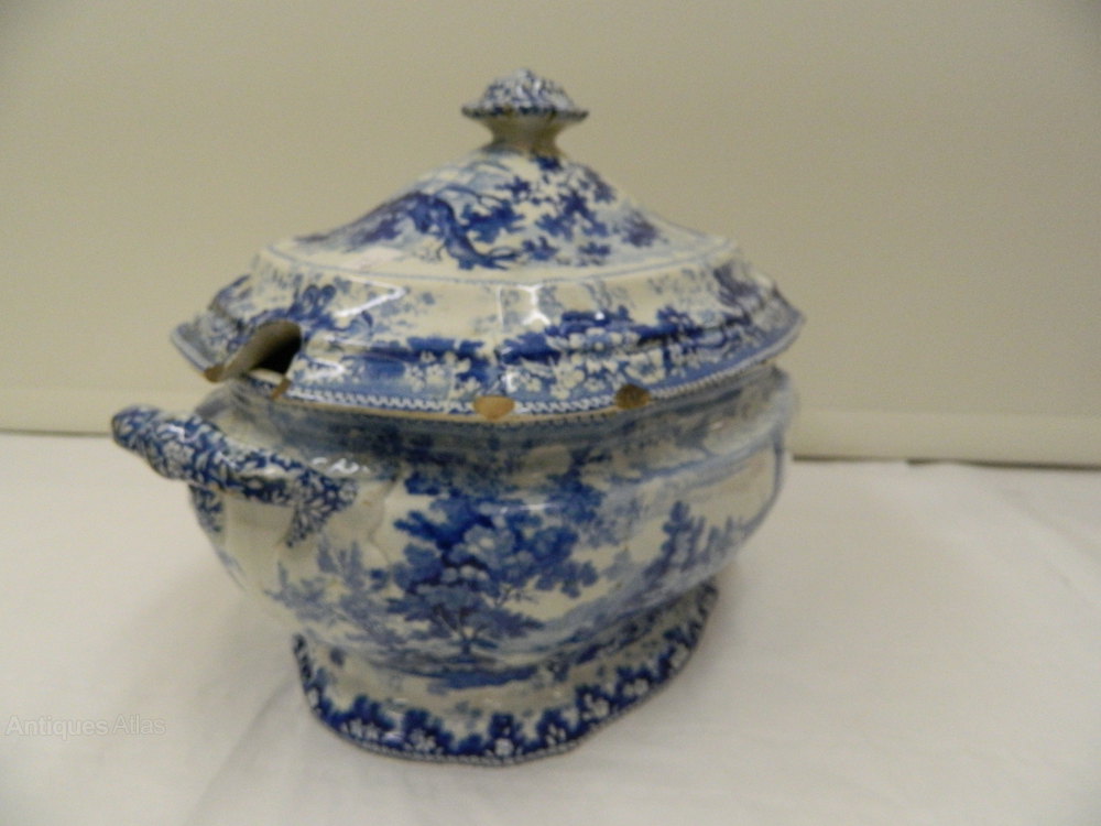 Antiques Atlas Early Minton Blue & White Transfer Print Tureen