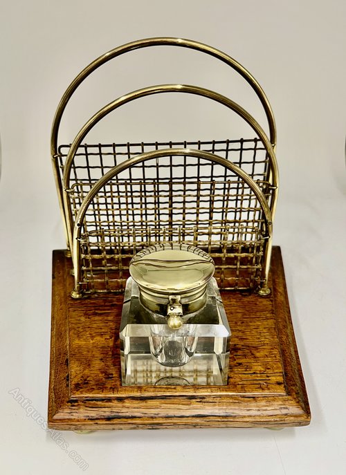 Antiques Atlas - Edwardian Combined Inkwell And Letter Rack C.1915