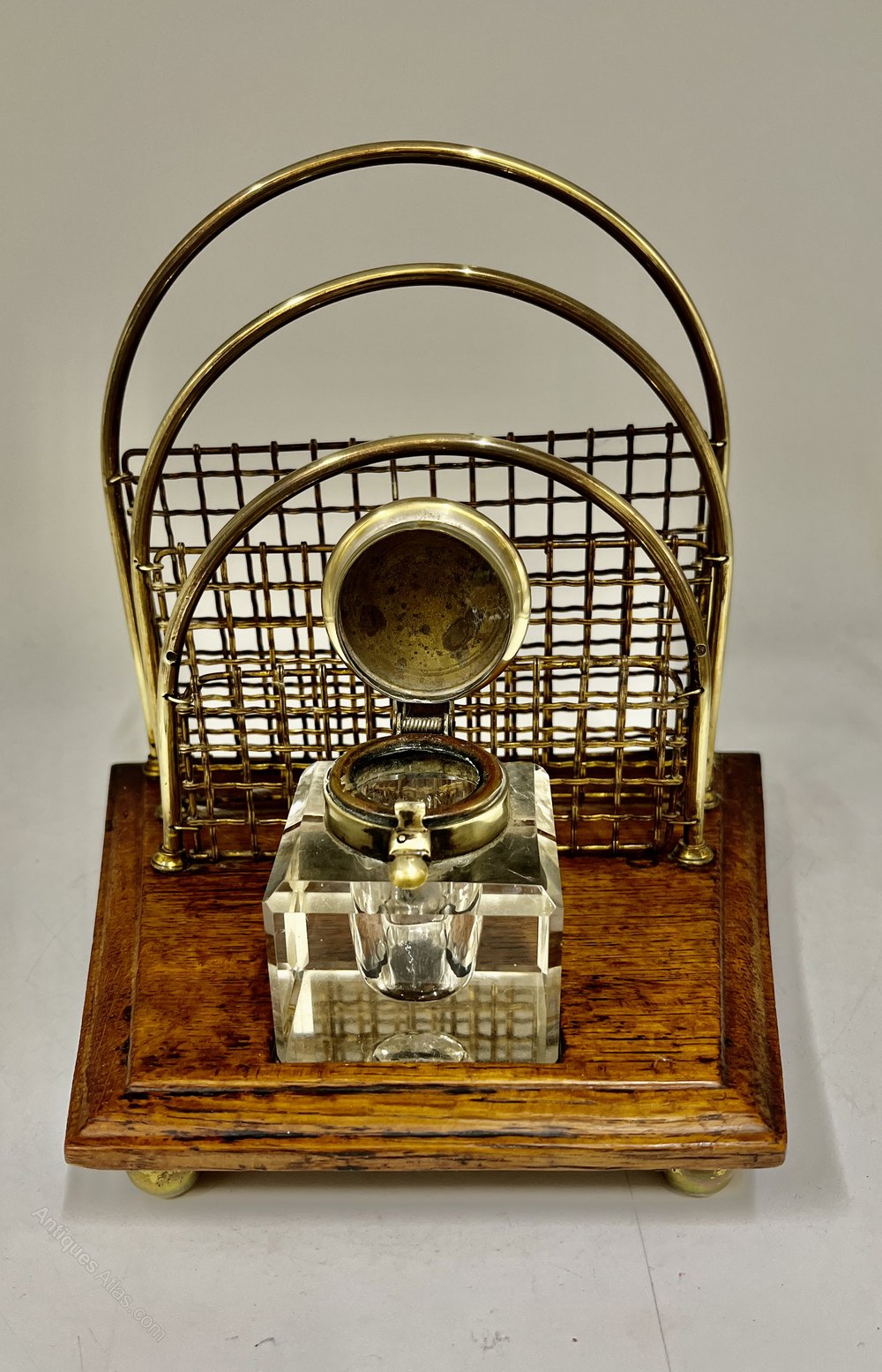 Antiques Atlas - Edwardian Combined Inkwell And Letter Rack C.1915