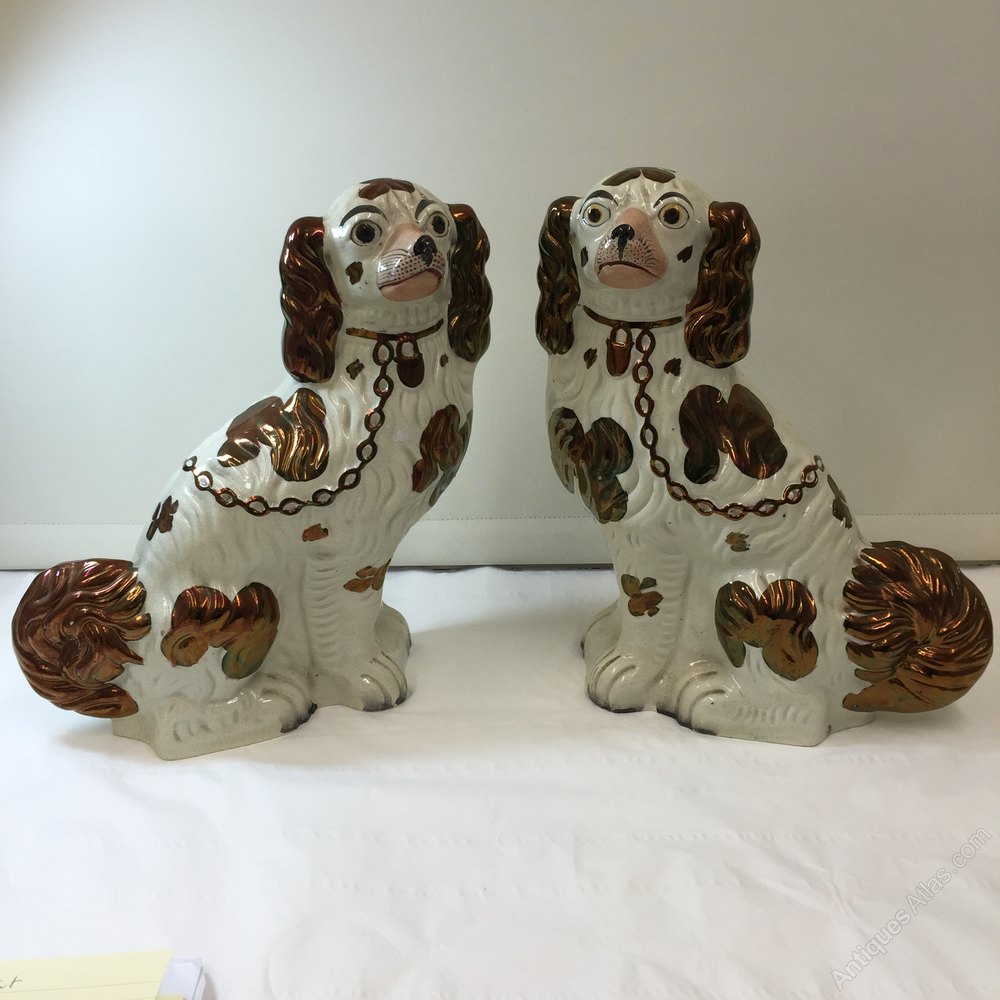 Antiques Atlas Pair Victorian Staffordshire Pottery Dogs C. 1850