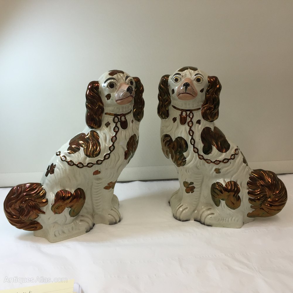 Antiques Atlas Pair Victorian Staffordshire Pottery Dogs C 1850 Pair Victorian Staffordshire Pottery