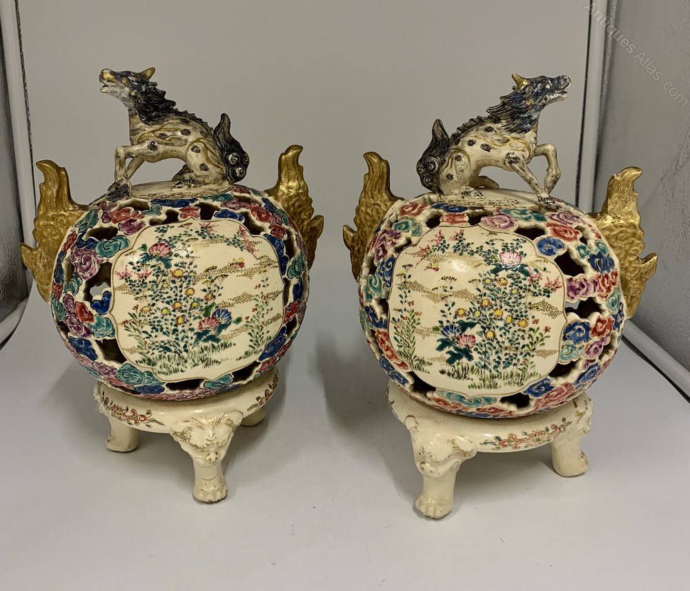 Antiques Atlas Pr Antique Oriental Pottery Censer Pots Circa 1870