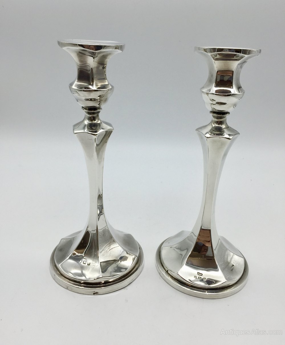 Antiques Atlas Pr Solid Silver Geo V Candlesticks Circa 1911