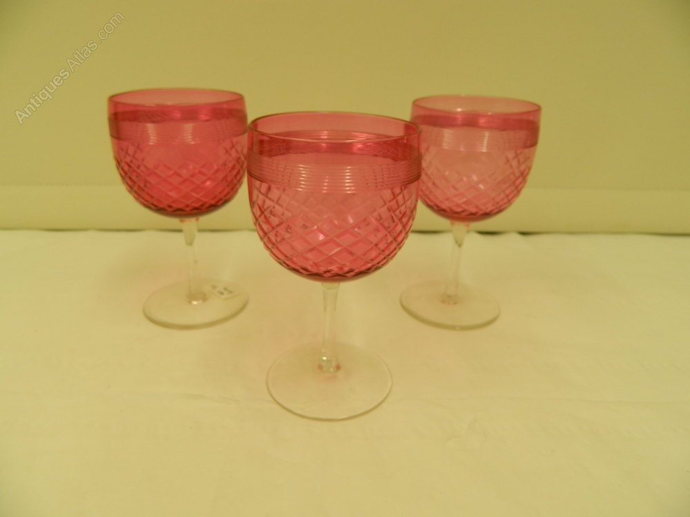 Antiques Atlas Set 3 Antique Cranberry Glass's