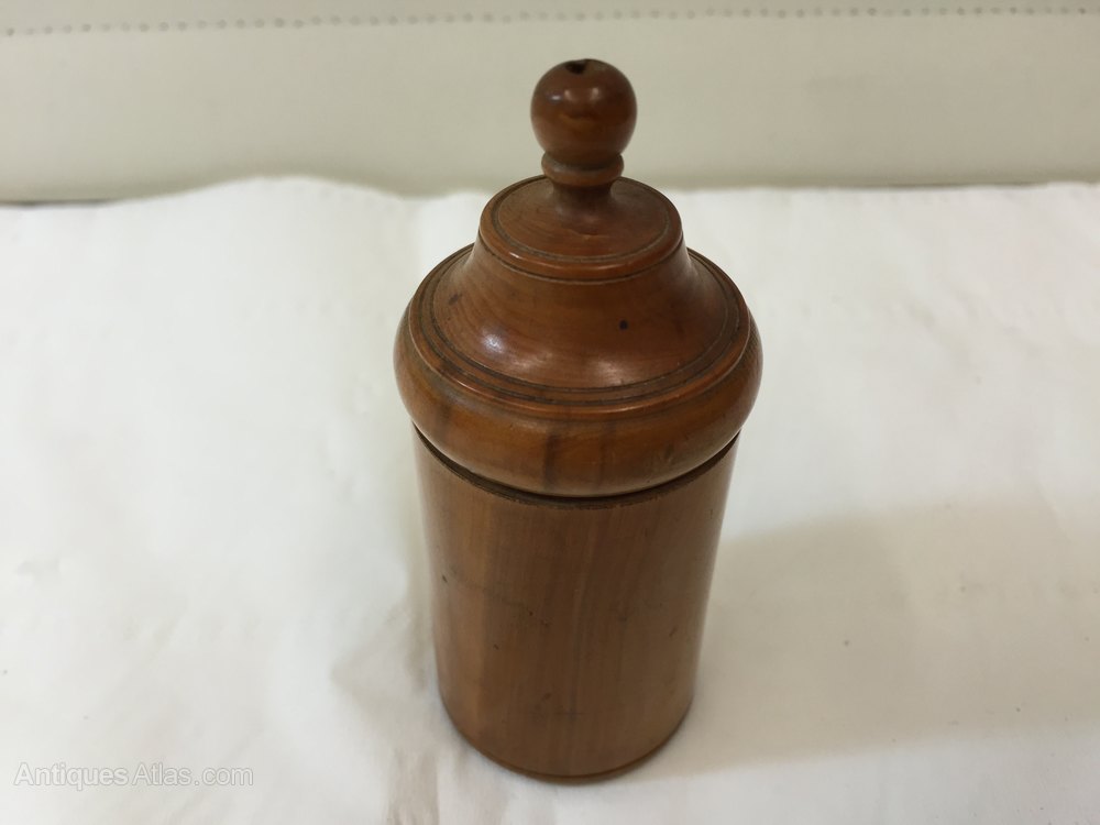 Antiques Atlas Treen Olive Wood Wig Glove Powderer Circa 1875