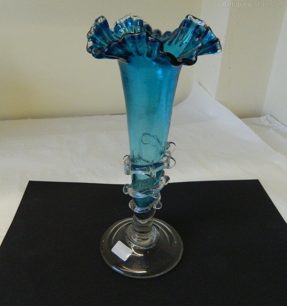 Antiques Atlas Victorian Blue Glass Trumpet Vase C.1865