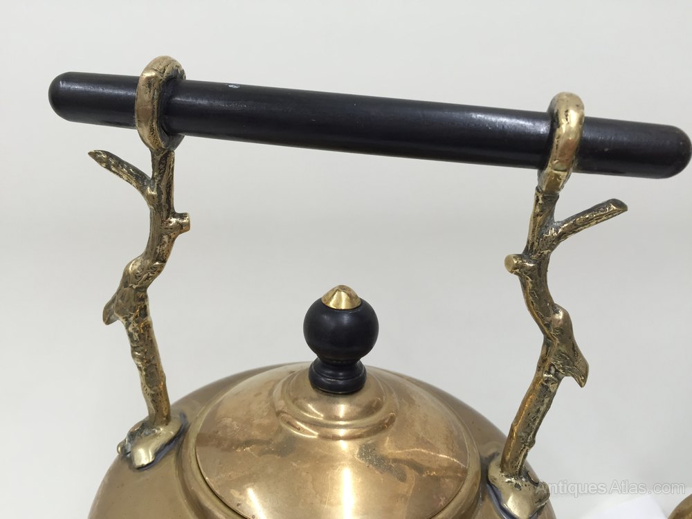 Antiques Atlas Victorian Brass Gypsy Tea Kettle & Stand