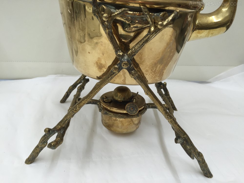Antiques Atlas Victorian Brass Gypsy Tea Kettle & Stand