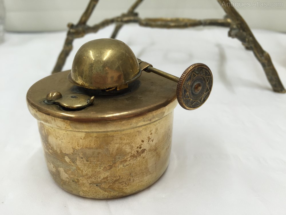 Antiques Atlas Victorian Brass Gypsy Tea Kettle & Stand