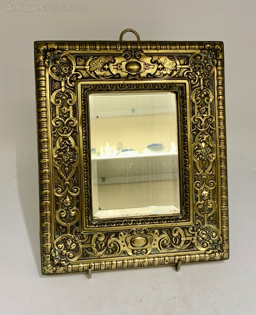 Antiques Atlas Victorian Brass Wall Mirror With Bevelled Glass