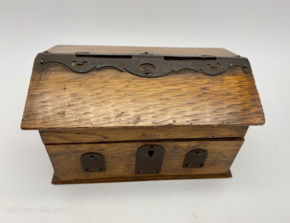 Antiques Atlas Victorian Golden Oak Money Box Circa 1885