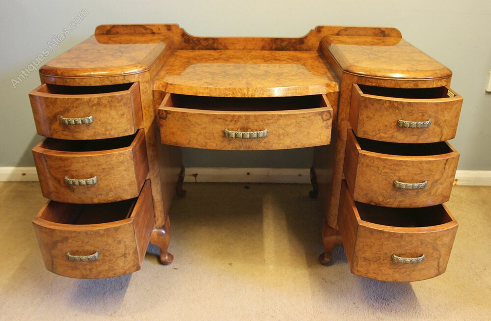 Antique Burr Walnut Art Deco Style Dressing Table As105a3430 Antiques 