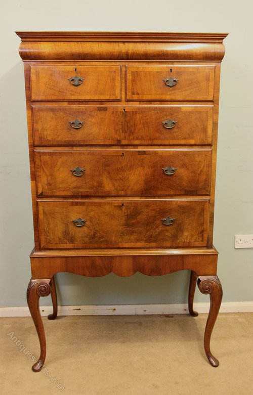Antique Burr Walnut Chest Drawers Tallboy Antiques Atlas