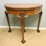 Antique Burr Walnut Console Card Side Table