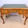 Antique Burr Walnut Leather Top Writing Desk. 