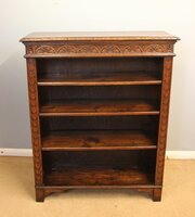 Antique Carved Oak Open Bookcase