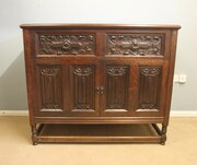 Antique Carved Oak Side Cabinet / Dresser