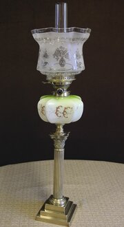 Antique Corinthian Column Oil Lamp