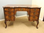 Antique Figured Walnut Kneehole Writing Desk