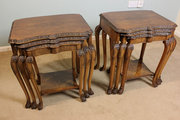 Antique Pair Burr Walnut Nest Of Tables