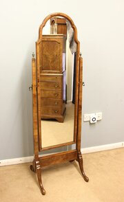 Antique Walnut Cheval Dressing Mirror