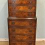 Burr Walnut Bow Front Chest on Chest of Drawers