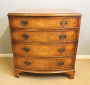 Burr Walnut Bow Fronted Chest Of Drawers