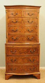 Burr Walnut Chest On Chest / Tallboy