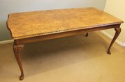 Burr Walnut Queen Anne Style Dining Table