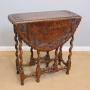 Carved Oak Gateleg Drop Leaf Occasional Table 