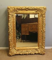 Large Decorative Gilt Over Mantle Wall Mirror  