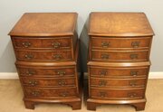 Pair Walnut Bedside Cabinets / Chest Of Drawers