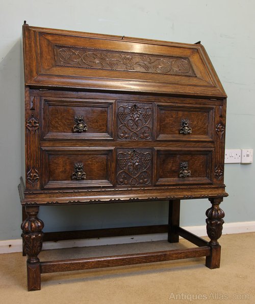 Quality Oak Bureau Writing Desk Antiques Atlas