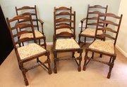 Set Six Vintage Oak Dining Chairs